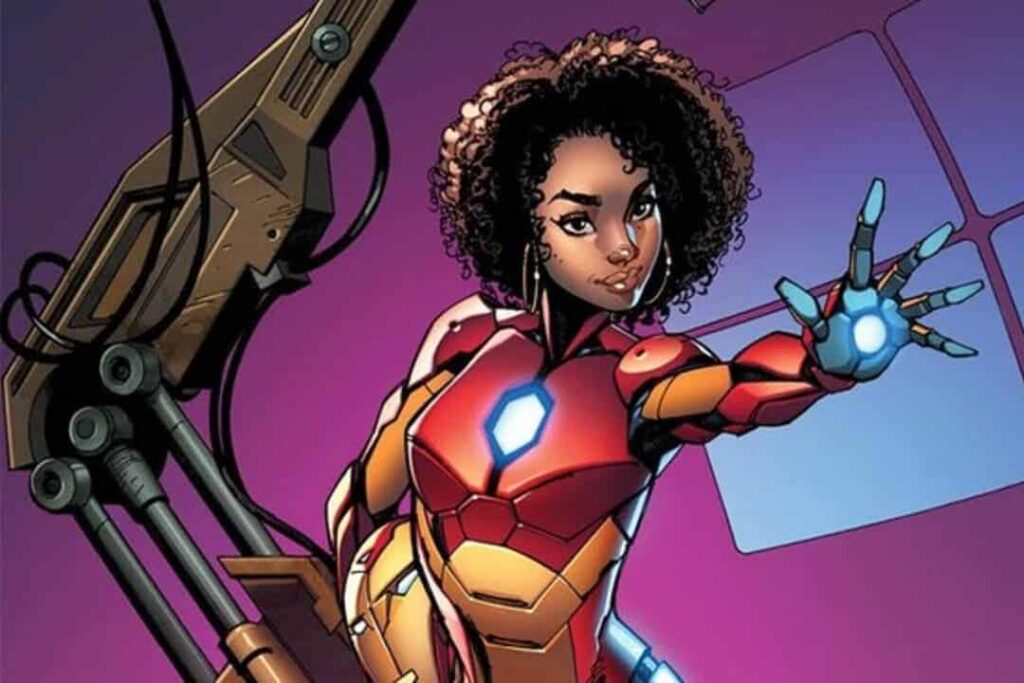 Riri Williams em ilustração da história em quadrinho Coração de Ferro